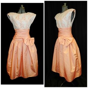 Patty O'Neil VTG 80's Peach Party Prom Dress SMALL